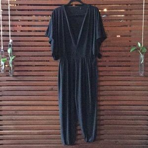 Black, bell sleeve romper